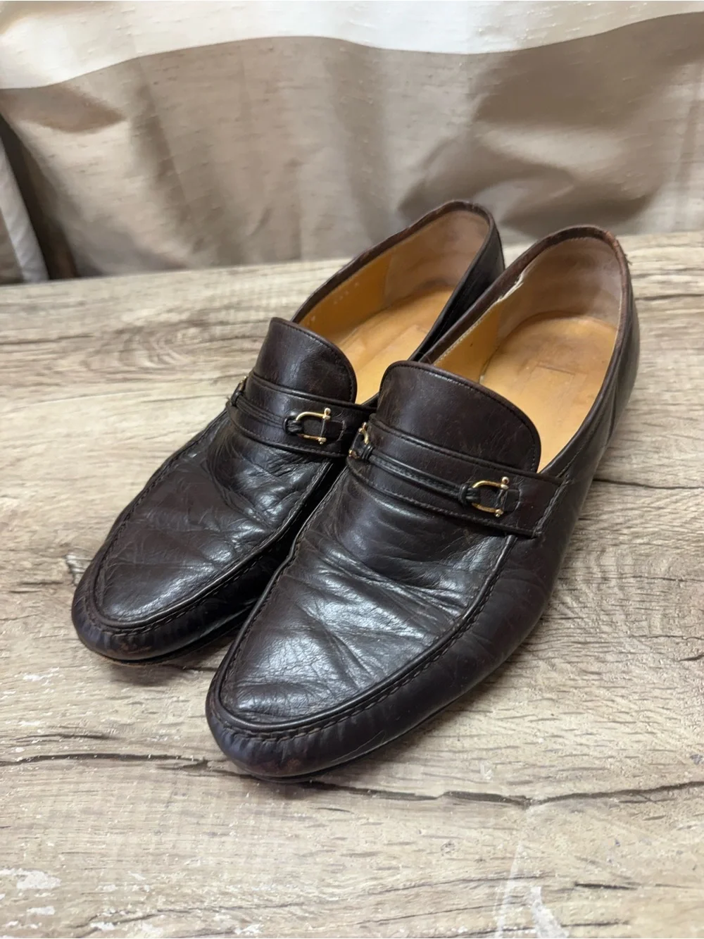 Authentic Gucci Mens Leather Horsebit Loafers Made in Italy Classic size 46